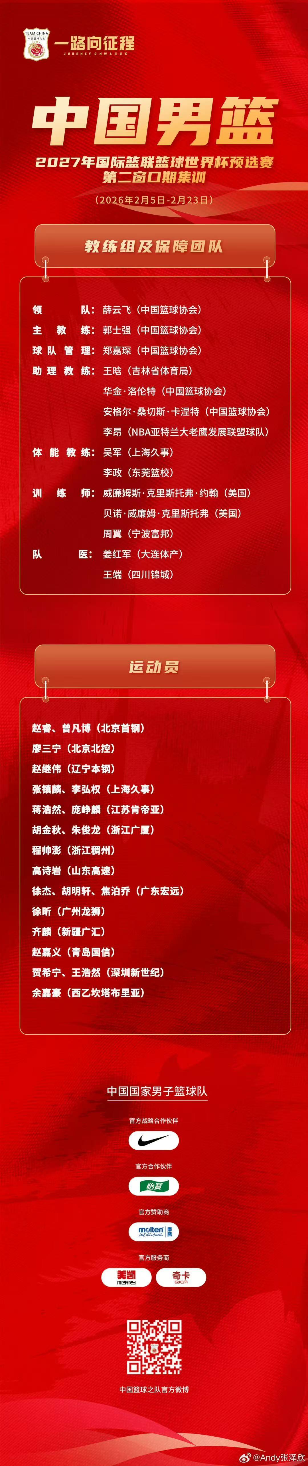 必一运动官网-中国男篮公布世预赛集训大名单：高诗岩入选，留洋的余嘉豪在列